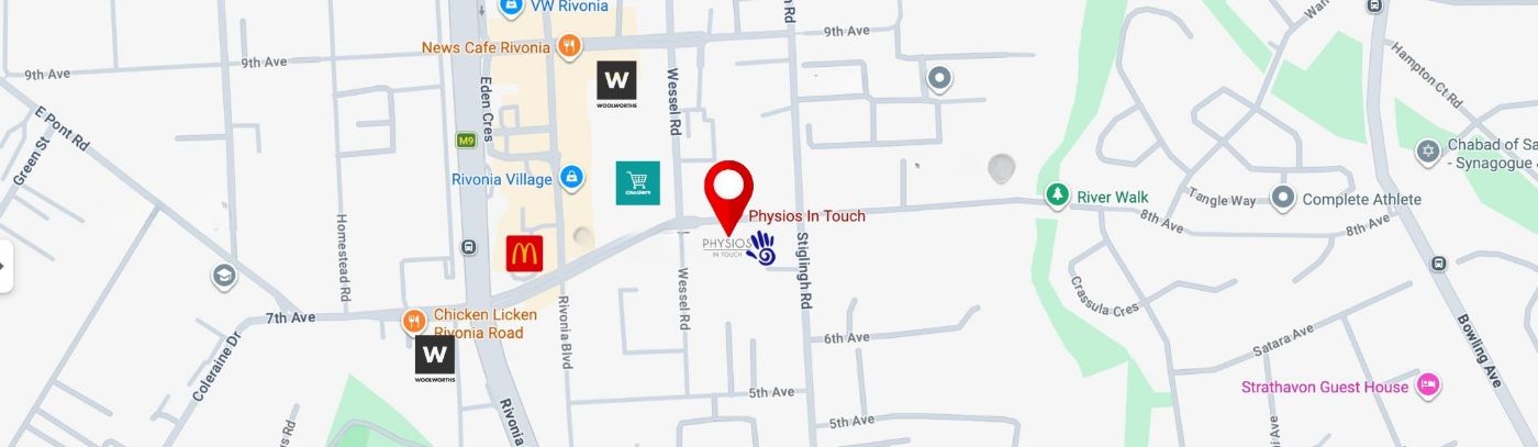Map showing Physios In Touch in Rivonia, Sandton